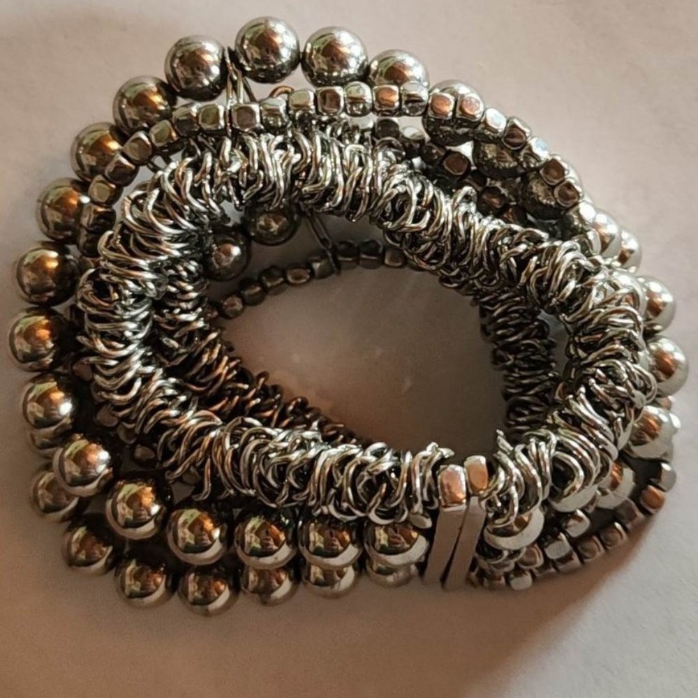 #21 Multi Layered Silver Toned Bracelet View 2